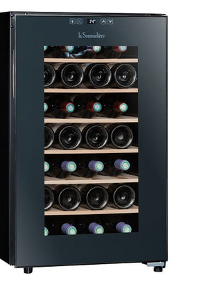 Vinoteca - La Sommelière LS28CB, Independiente, 28 botellas, Híbrido, R600a, LED, 100W, 77 cm, Negro