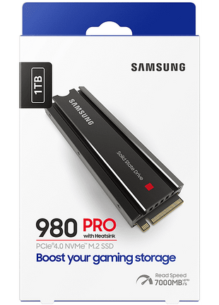 Disco duro SSD 1 TB - Samsung 980 PRO MZ-V8P1T0CW, Interno, Para PS5 y PC, PCIe ® 4.0 NVMe™, 7000 MB/s, Negro