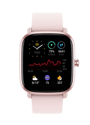Smartwatch - Amazfit GTS 2 Mini Flamingo Pink, 20 mm, 1.55" AMOLED, Aleación de aluminio, iOS y Android, Rosa