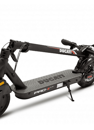 Patinete eléctrico - Ducati PRO II, 350W, 100 kg, 25 km/h, 35 km autonomía, Luces LED, Plegable, IPX4, Negro