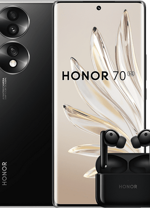 Móvil - HONOR 70, Black, 256 GB, 8 GB, 6.67" Full HD, Qualcomm Snapdragon 778G Plus 5G, Triple Cam 54MP, 4800mAh, Dual Sim + HONOR Earbuds 2 Lite