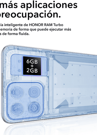 Móvil - Honor X8 4G, Ocean Blue, 128 GB, 6 GB RAM, 6.7 " FHD, Qualcomm Snapdragon 680, 4000 mAh, Android