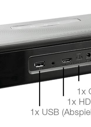 Barra de sonido - Peaq PSB 150, Bluetooth, 30W, 2.0 Canales, USB, AUX, Control remoto, Negro