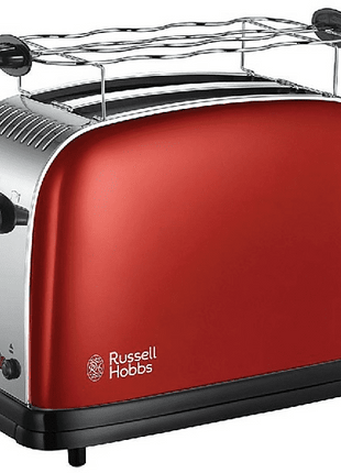 Tostadora - Russell Hobbs Colour Plus Flame Red, 2 rebanadas, Selector de nivel de tostado,