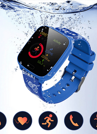 Smartwatch - Forever iGo JW-100, Para niños, 7 días, IP68, Bluetooth, ABS y plástico, Azul