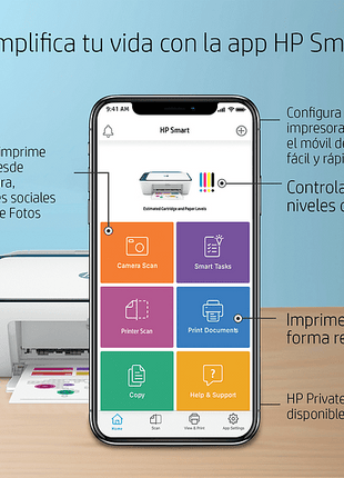 Impresora multifunción - HP DeskJet 2721e, Color, Wifi, 7.5 ppm, 6 meses de impresión Instant Ink con HP+
