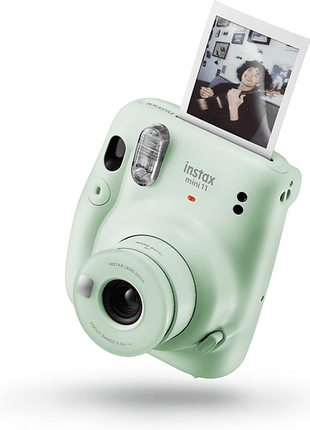 Cámara instantánea - Fujifilm Instax Mini, Flash integrado, Fotos tamaño tarjeta, Verde pastel