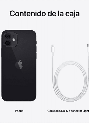 Apple iPhone 12, Negro, 128 GB, 5G, 6.1" OLED Super Retina XDR, Chip A14 Bionic, iOS