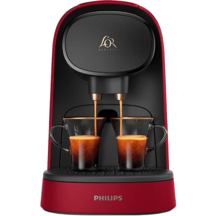 Cafetera de cápsulas - Philips L'Or Barista LM8012, 1450 W, 1 l, 19 bar, De 6 a 10 tazas, Rojo + 50 cápsulas