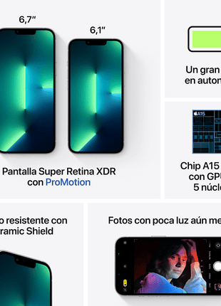 Apple iPhone 13 Pro Max, Plata, 1 TB, 5G, 6.7" OLED Super Retina XDR ProMotion, Chip A15 Bionic, iOS
