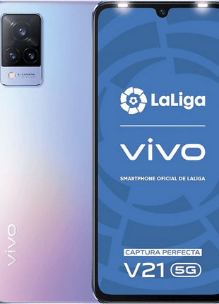 Móvil - Vivo V21 5G, Violeta, 128 GB, 8 GB, 6.44" FHD+, 90 Hz, AMOLED, MTK Dimensity 800U, 4000 mAh, Android