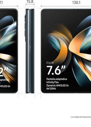 Móvil - Samsung Galaxy Z Fold4 5G, Verde, 512 GB, 12 GB RAM, 7.6" QXGA+, SM8475 Octa-Core, 4400 mAh, Android 12