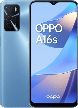 Móvil - OPPO A16s, Pearl Blue, 64 GB, 4 GB RAM, 6.5" HD+, MediaTek Helio G35, 5000 mAh, Android 11