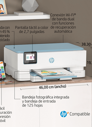 Impresora multifunción - HP Envy Inspire 7221e, WiFi, USB, 6 meses de impresión Instant Ink con HP+, doble cara