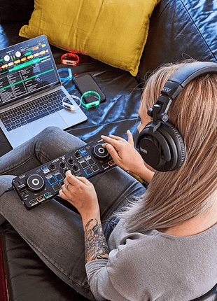 Controladora DJ - Hercules DJParty Set: Controladora ultracompacta + Auriculares HDP DJ45 + 5 pulseras LED