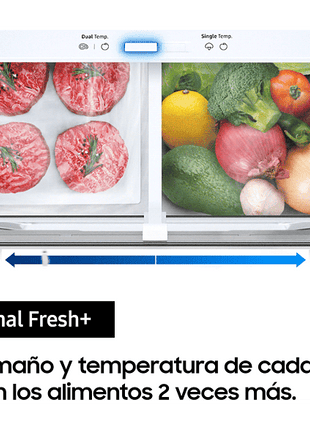 Frigorífico combi - Samsung BESPOKE RB38A7B6BS9/EF, 387 l, Twin Cooling Plus™, 203 cm, SpaceMax™, Inox