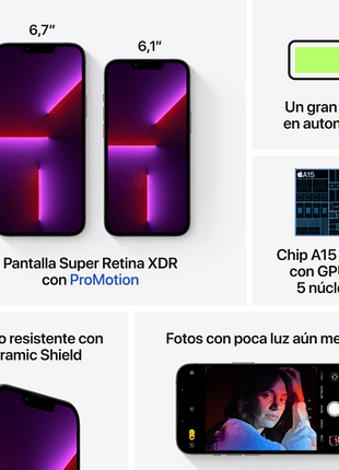 Apple iPhone 13 Pro, Grafito, 1 TB, 5G, 6.1" OLED Super Retina XDR ProMotion, Chip A15 Bionic, iOS